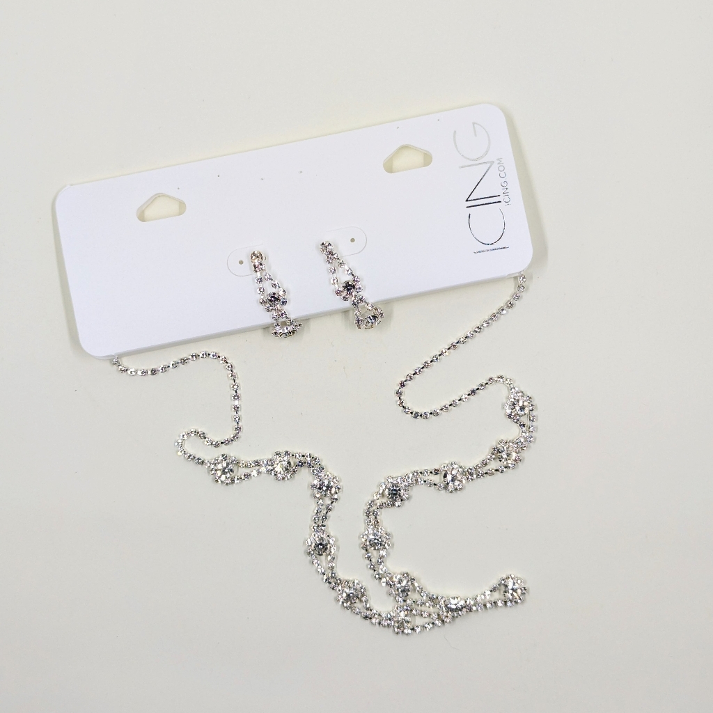 Icing Sparkling Cubic Zirconia Teardrop Necklace W Matching Earrings Nwt 9$